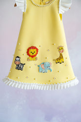 Yellow animal a-line dress
